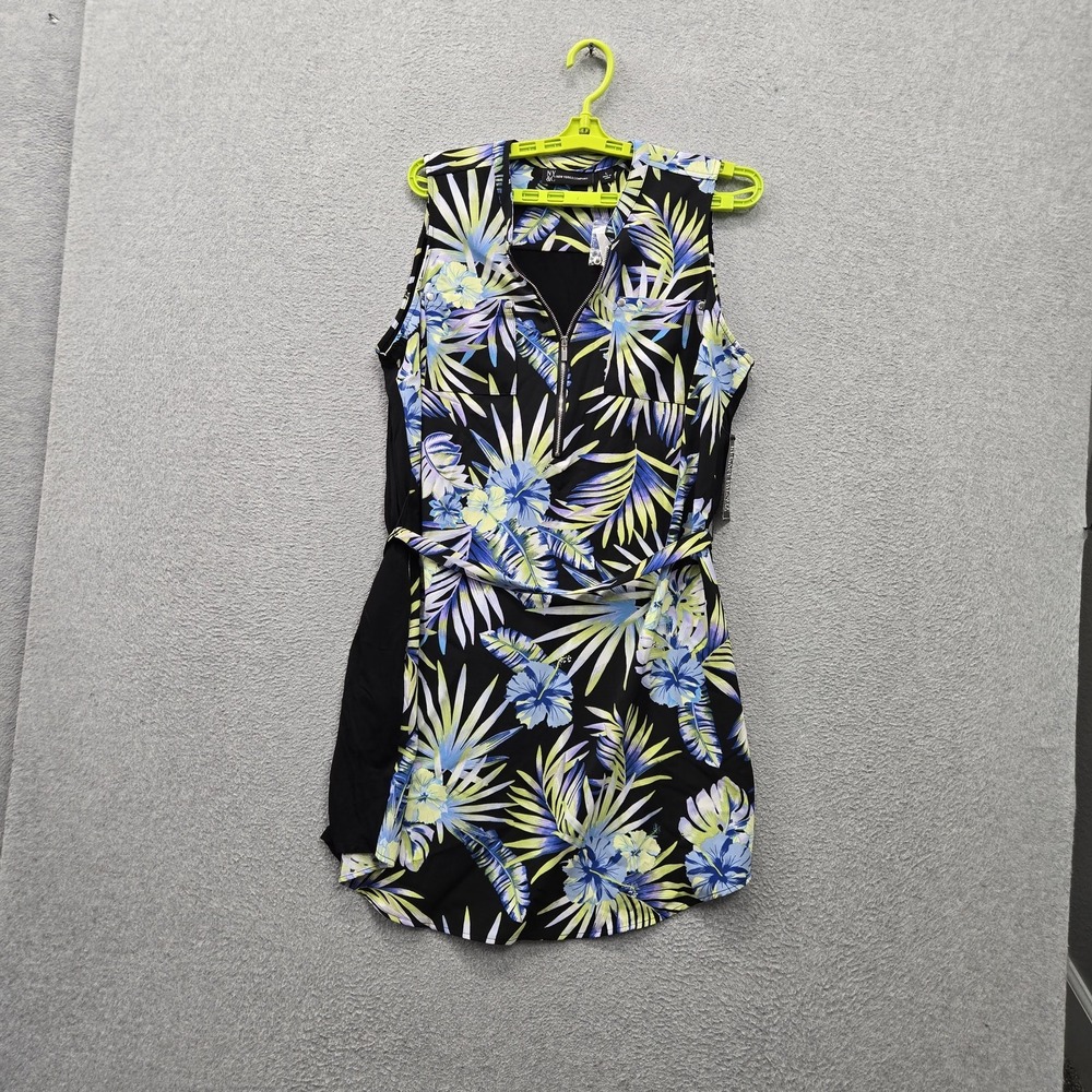 New York & Company Women Dress L Black Floral Fit & Flare Garden Party NWT